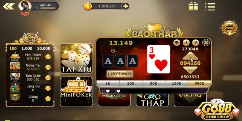 Luật chơi chi tiết và dễ hiểu trong game cao thấp tại Go 88