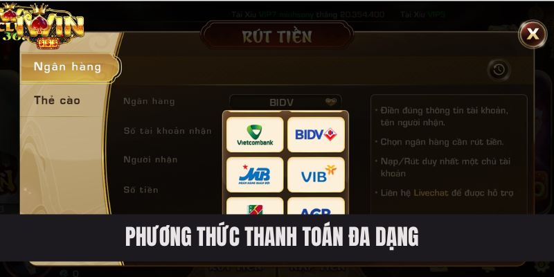 Phương thức thanh toán đa dạng  